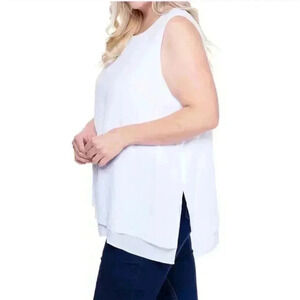 ❤️ NWOT  Cristina B White Flowy Sleeveless Top 3X Tunic Blouse